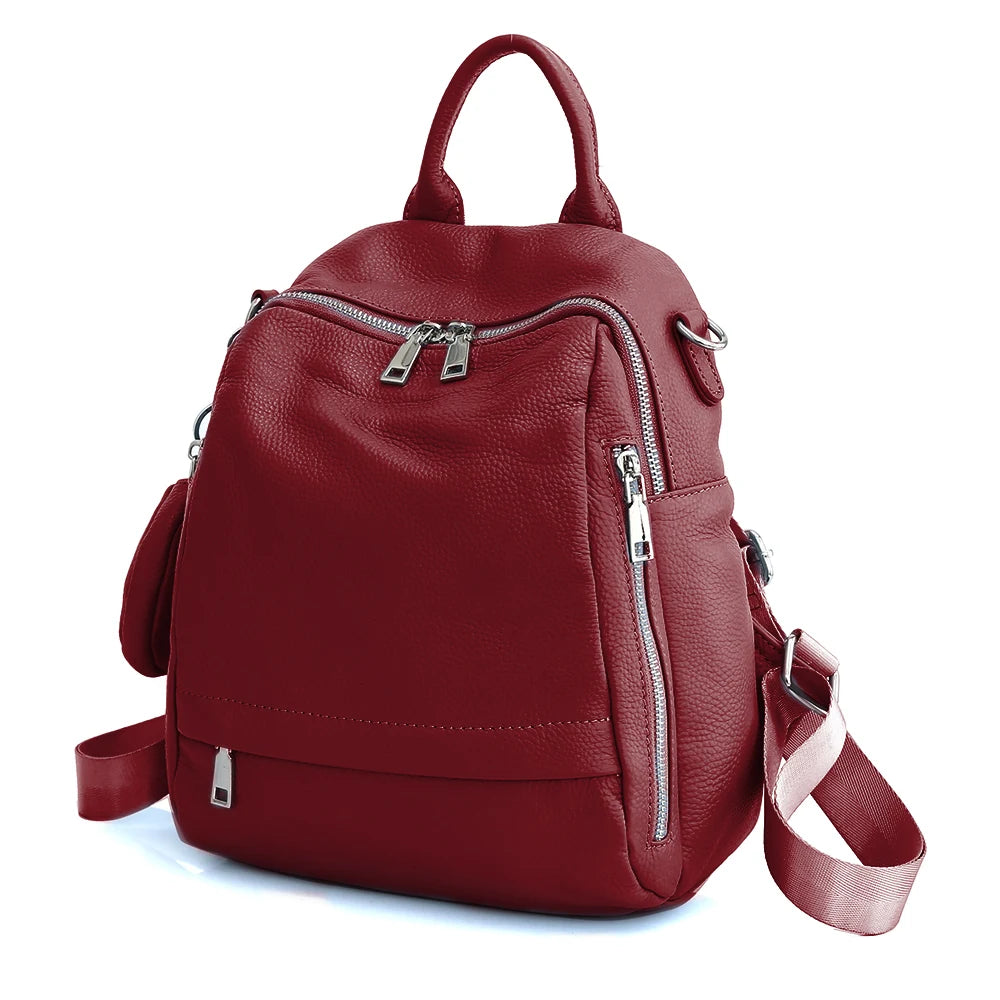 Zency Women's Genuine Leather Backpack High-Quality School Bag Travel Female Shopper Shoulder Satchel Rucksack Commuter