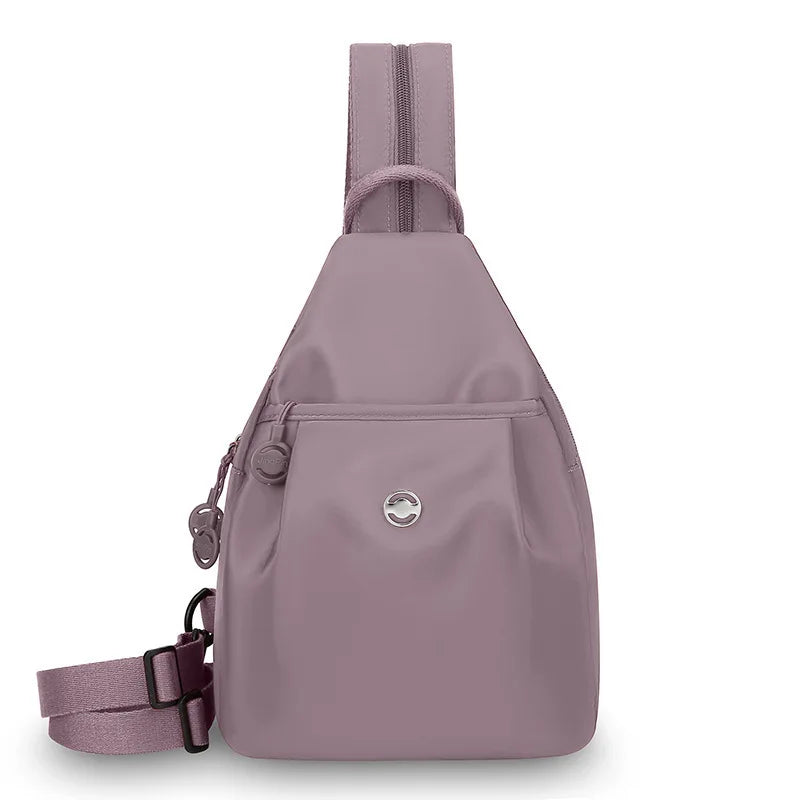 Women's Lightweight Mini Backpack, Oxford Cloth Chest Bag with Anti-theft Function, Simple Stylish Versatile Convertible Daypack
