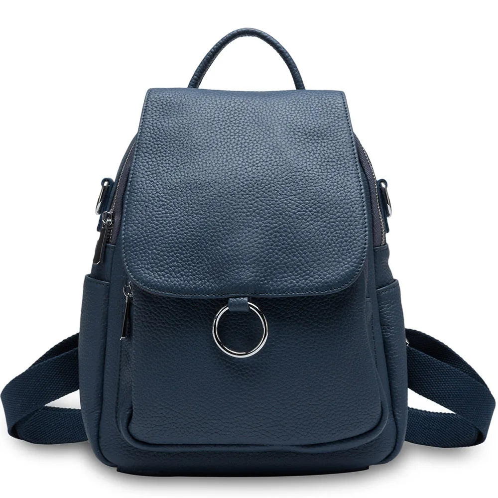 Zency New Fashion Women Backpack 100% Genuine Leather Winter Beige Daily Casual Travel Bag Classic Black Schoolbag Knapsack
