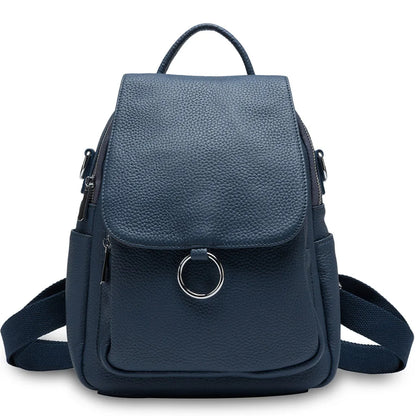Zency New Fashion Women Backpack 100% Genuine Leather Winter Beige Daily Casual Travel Bag Classic Black Schoolbag Knapsack