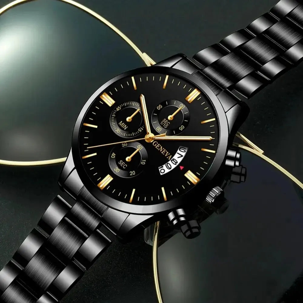 Luxury Stainless Steel Men Calendar Quartz Watch Fashion Mens Business Watches for Man Clock Reloj Hombre