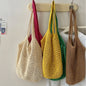 Women's Shoulder Bags Casual Straw Wicker Woven Ladies Tote Messenger Shopping  Bag Leisure Large Capacity Cotton Woven Bag