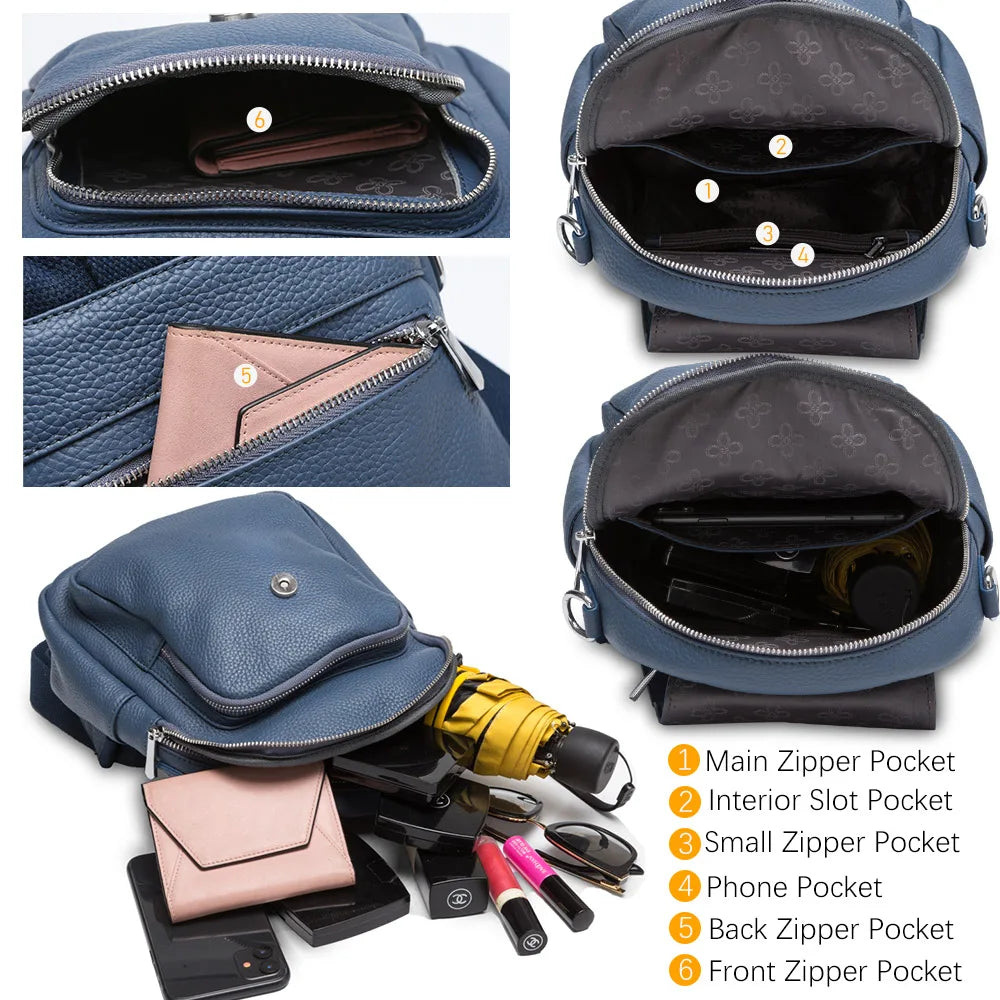 Zency New Fashion Women Backpack 100% Genuine Leather Winter Beige Daily Casual Travel Bag Classic Black Schoolbag Knapsack