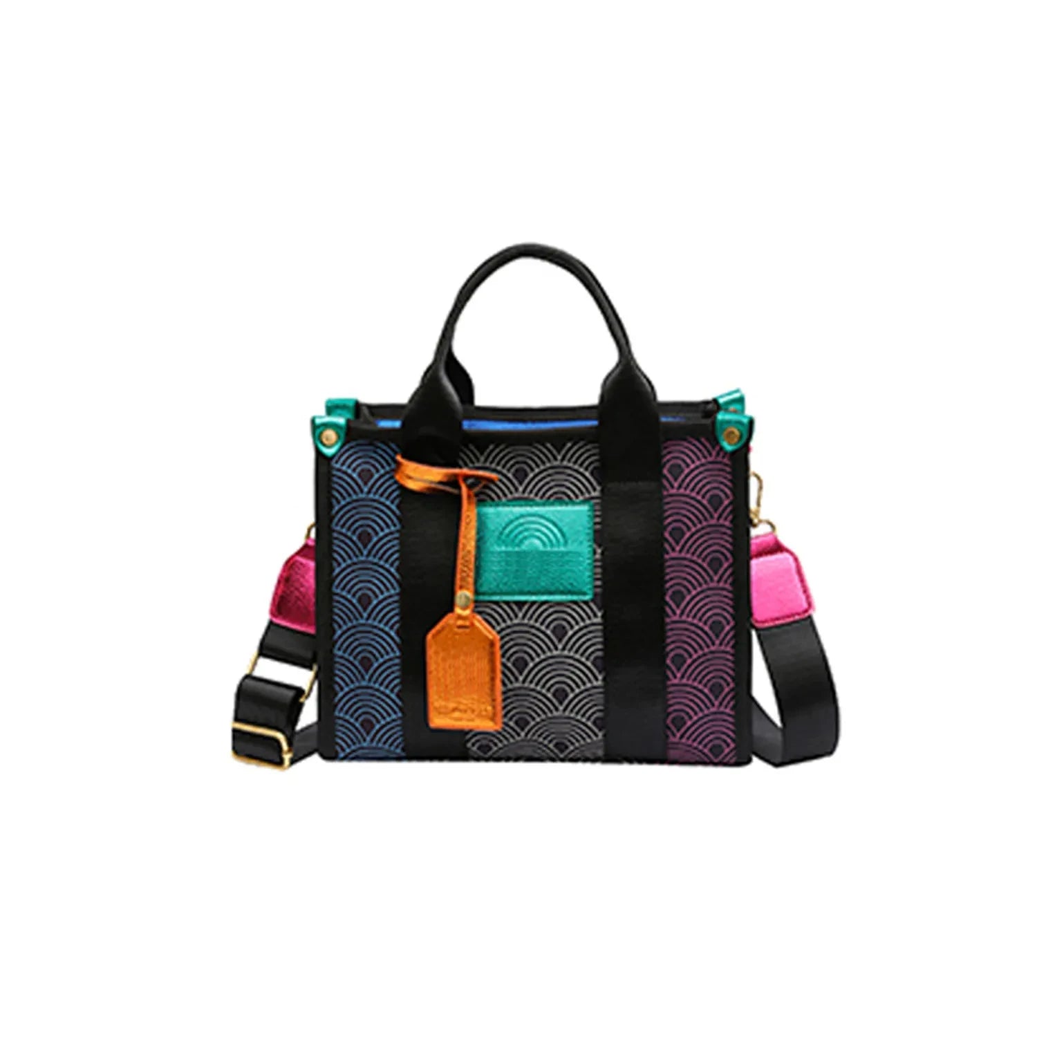 Women's K-G Gradient Stitching Fashion Tote Bag Shoulder Bags Crossbody Bag Ladies CrossBody Handbag Bags Black Small And Large