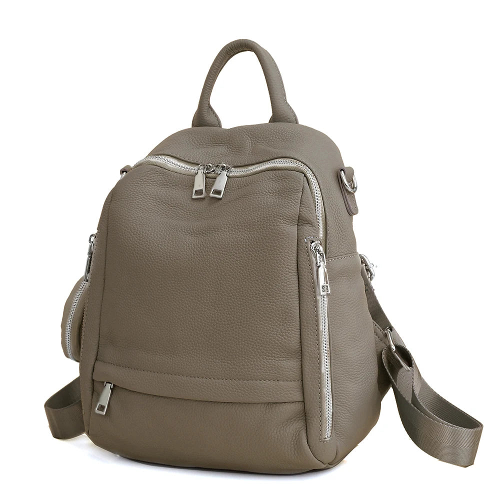 Zency Women's Genuine Leather Backpack High-Quality School Bag Travel Female Shopper Shoulder Satchel Rucksack Commuter