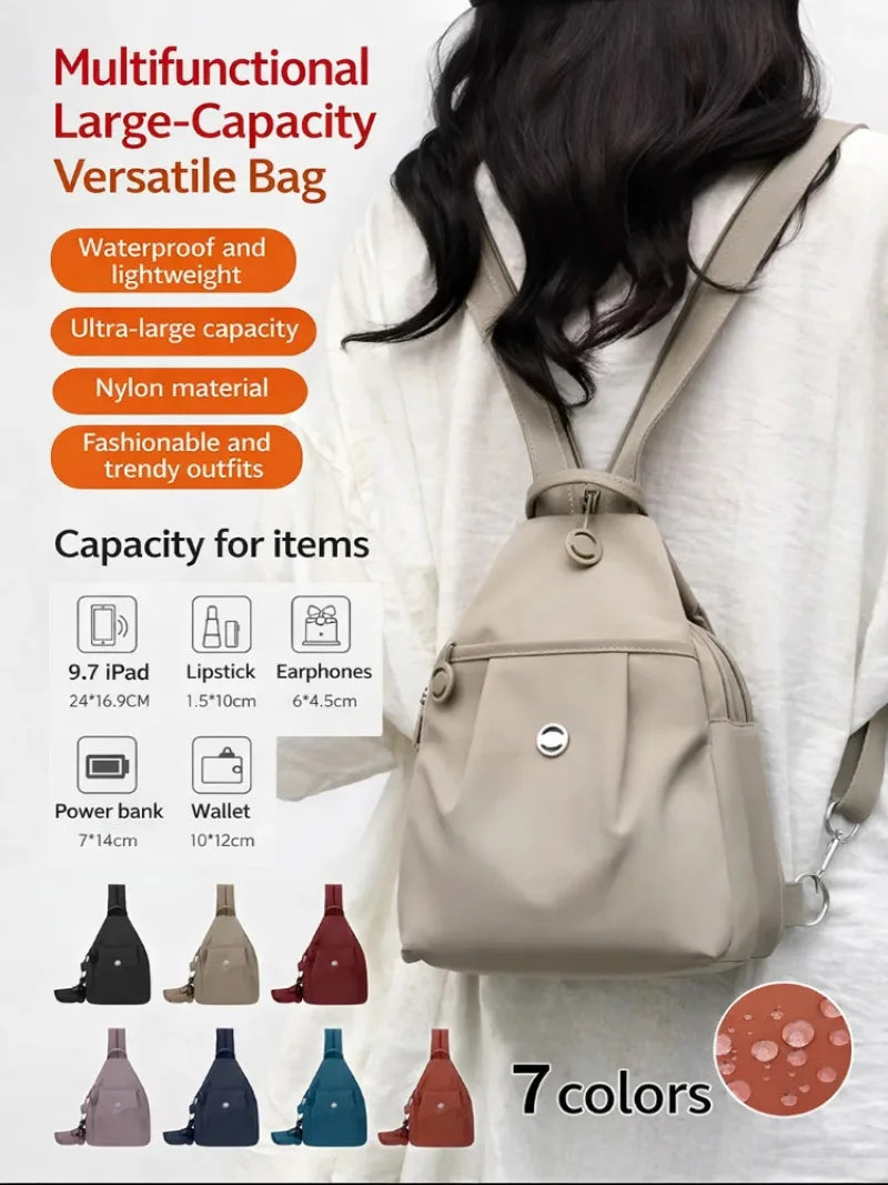 Women's Lightweight Mini Backpack, Oxford Cloth Chest Bag with Anti-theft Function, Simple Stylish Versatile Convertible Daypack