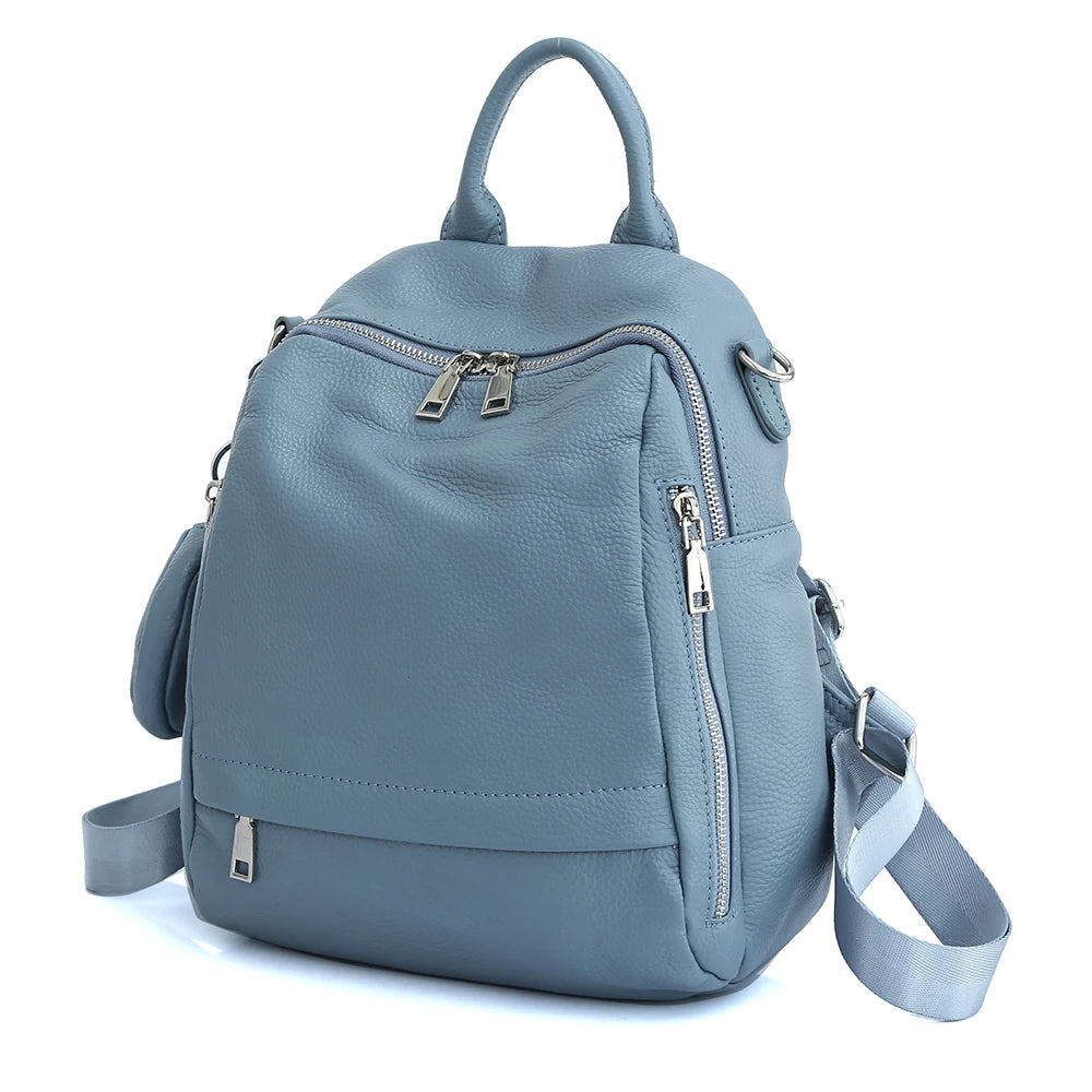 Zency Women's Genuine Leather Backpack High-Quality School Bag Travel Female Shopper Shoulder Satchel Rucksack Commuter