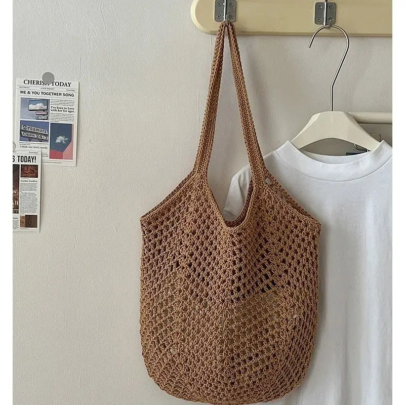 Women's Shoulder Bags Casual Straw Wicker Woven Ladies Tote Messenger Shopping  Bag Leisure Large Capacity Cotton Woven Bag