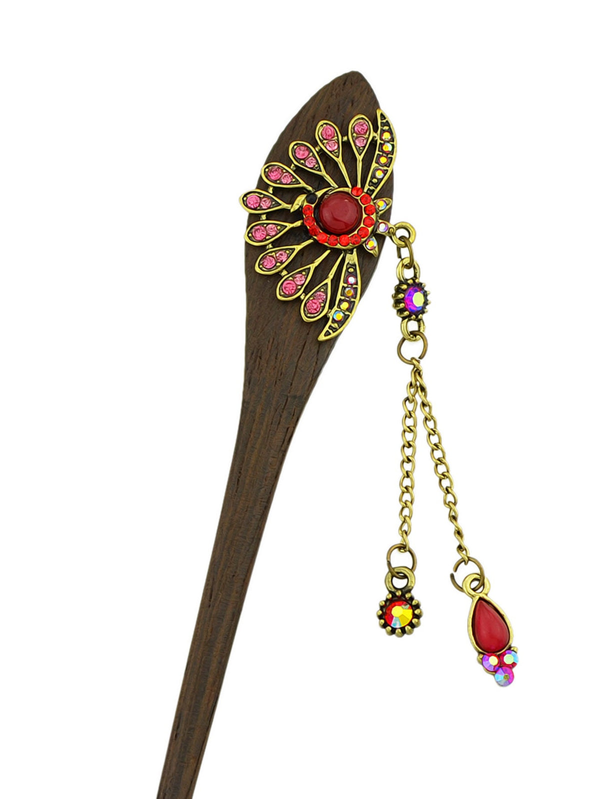 Traditional Style Colorful Rhinestone Peacock Hair Sticks Women Hair Accessories