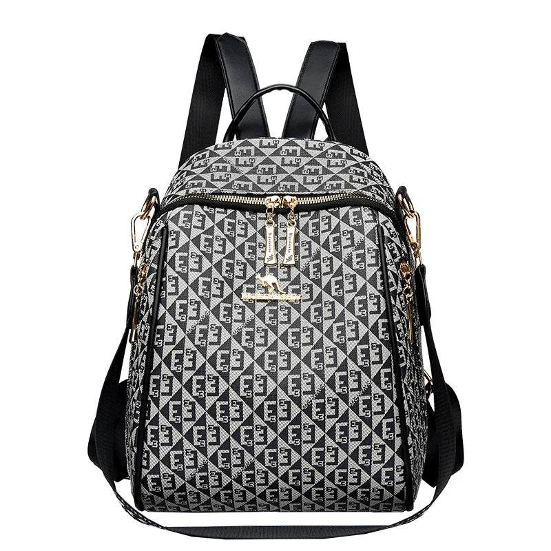 2024 New Fashion Retro Women's Backpack Famous Designer Letter Printed Female Shoulder Bag Large Capacity Student Bags Sac A Dos