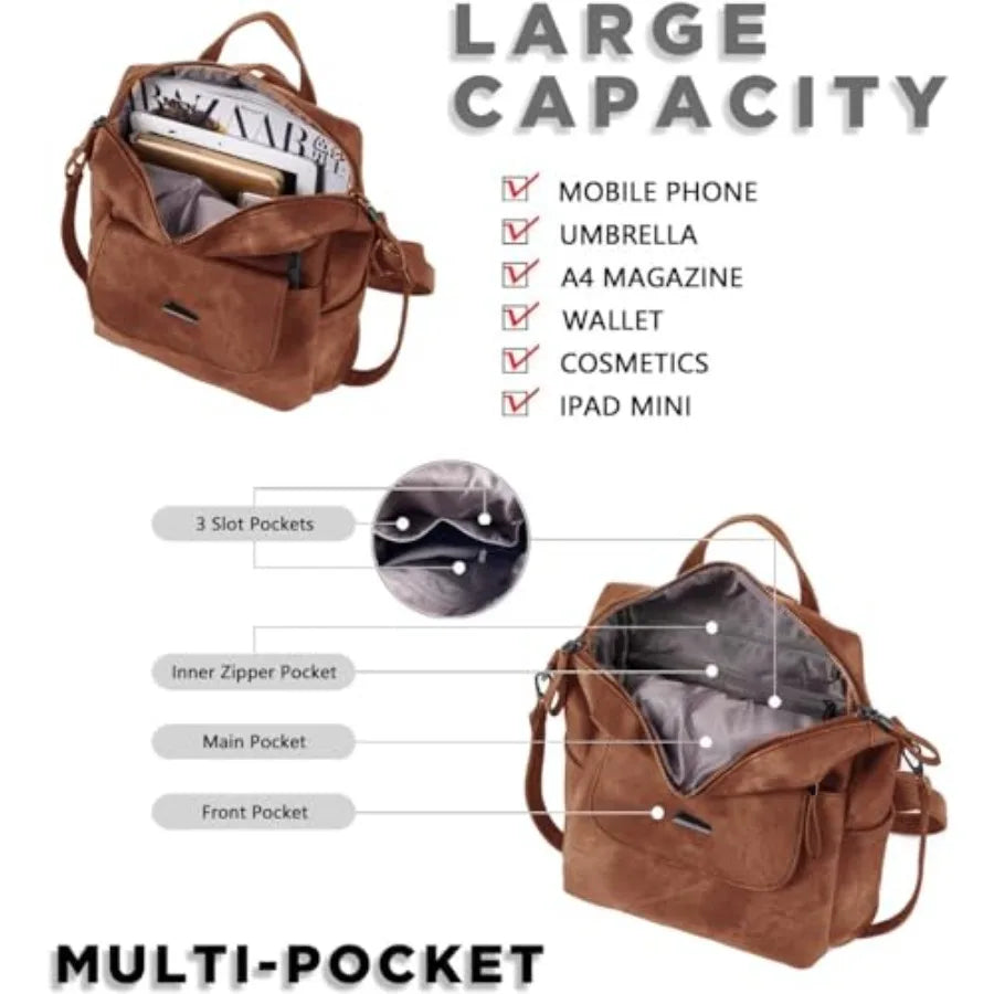 PU Leather Backpack Purse for Women Fashion Multipurpose Design Handbag Ladies Shoulder Bags Travel Backpack