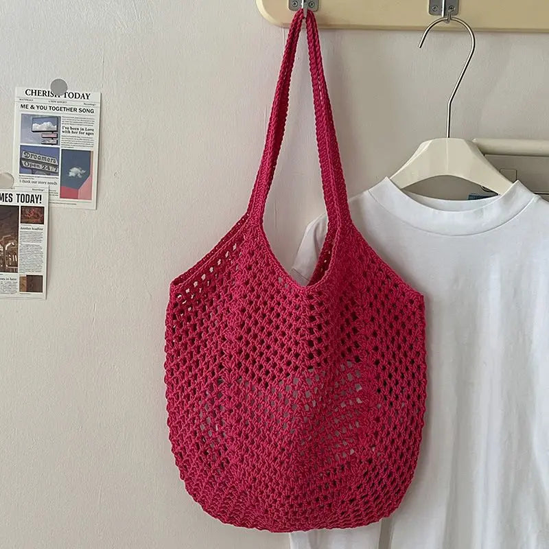 Women's Shoulder Bags Casual Straw Wicker Woven Ladies Tote Messenger Shopping  Bag Leisure Large Capacity Cotton Woven Bag