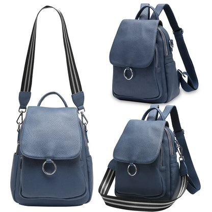 Zency New Fashion Women Backpack 100% Genuine Leather Winter Beige Daily Casual Travel Bag Classic Black Schoolbag Knapsack