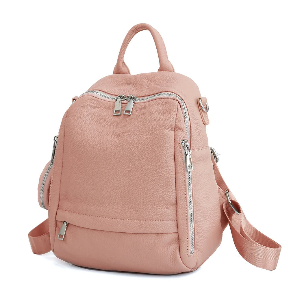 Zency Women's Genuine Leather Backpack High-Quality School Bag Travel Female Shopper Shoulder Satchel Rucksack Commuter