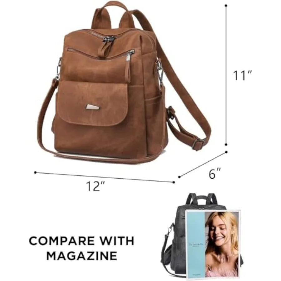 PU Leather Backpack Purse for Women Fashion Multipurpose Design Handbag Ladies Shoulder Bags Travel Backpack