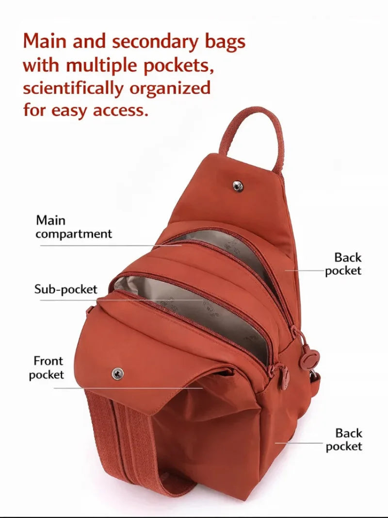 Women's Lightweight Mini Backpack, Oxford Cloth Chest Bag with Anti-theft Function, Simple Stylish Versatile Convertible Daypack