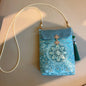 Small Celllphone Bags Chinese National Silk Embroidery Vertical Model Crossbody Bag