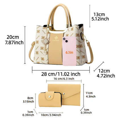 Light Luxury High-End Printed Handbags for Women, 3-Piece Ladies Bag Set, Versatile Women's Bags for Commuting and Daily Leisure