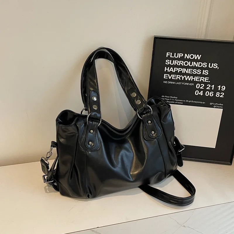 Retro Oil Wax Faux Leather Tote Bag Large Capacity Handbag Shoulder Bag  Adjustable Strap Crossbody Bags Satchel Purse for Daily