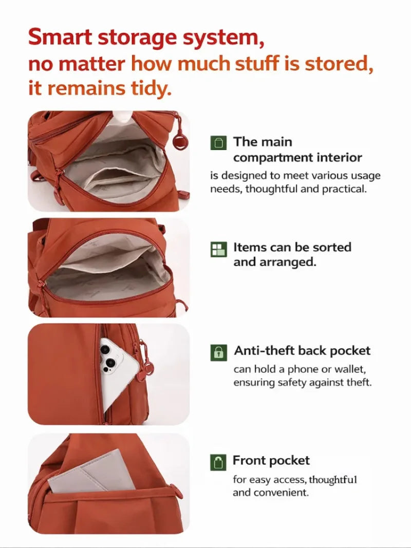Women's Lightweight Mini Backpack, Oxford Cloth Chest Bag with Anti-theft Function, Simple Stylish Versatile Convertible Daypack
