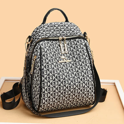 2024 New Fashion Retro Women's Backpack Famous Designer Letter Printed Female Shoulder Bag Large Capacity Student Bags Sac A Dos