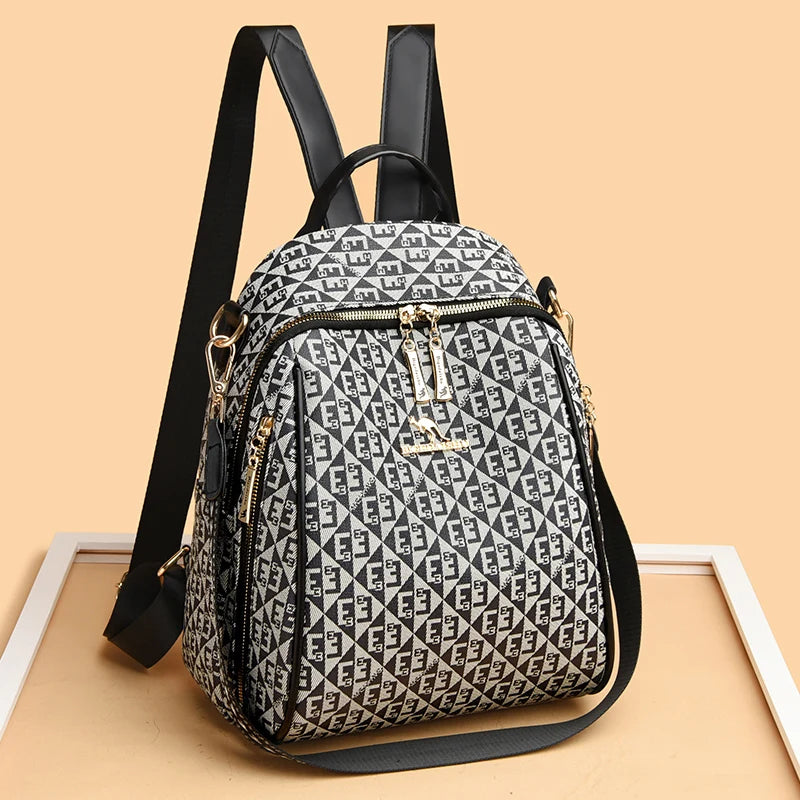 2024 New Fashion Retro Women's Backpack Famous Designer Letter Printed Female Shoulder Bag Large Capacity Student Bags Sac A Dos