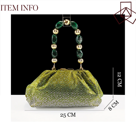 Queena Yan Shiny Italian Fashion Pointed Toe Women High Heel Shoes Mixed Color Effect Rhinestone Decoration Shoes And Bag Set