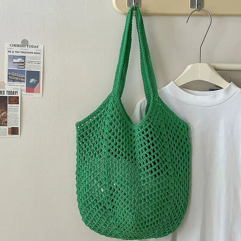 Women's Shoulder Bags Casual Straw Wicker Woven Ladies Tote Messenger Shopping  Bag Leisure Large Capacity Cotton Woven Bag