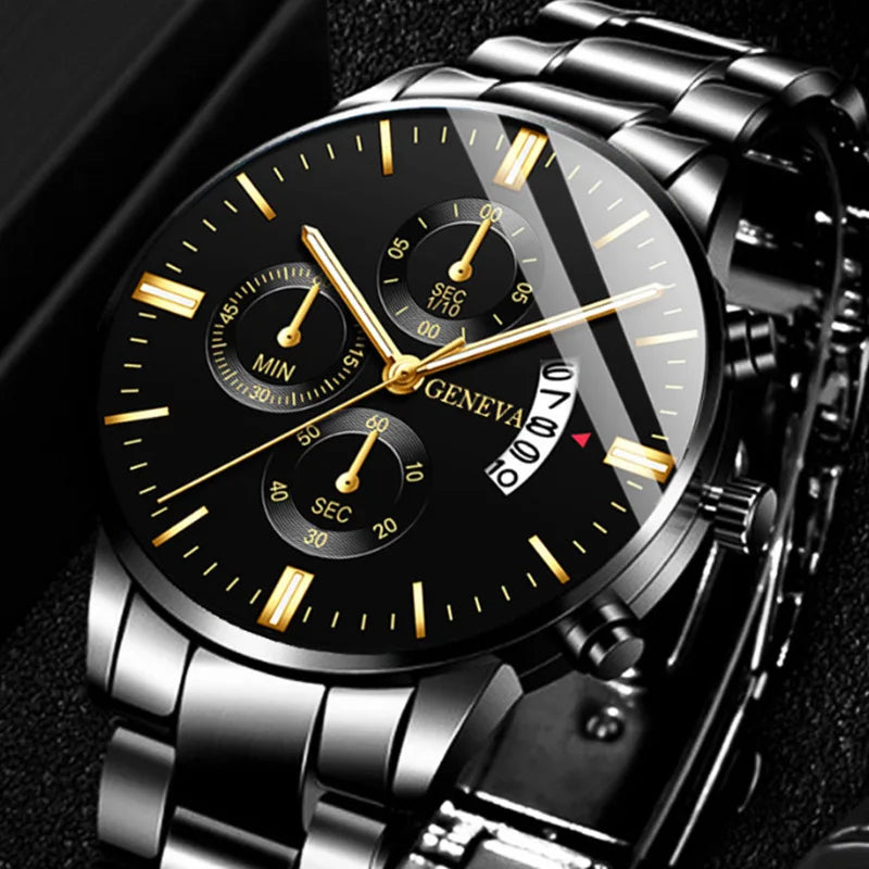 Luxury Stainless Steel Men Calendar Quartz Watch Fashion Mens Business Watches for Man Clock Reloj Hombre