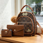 3-piece women's bag set, lightweight luxury printed mini backpack for ladies with four carrying ways: shoulder, crossbody