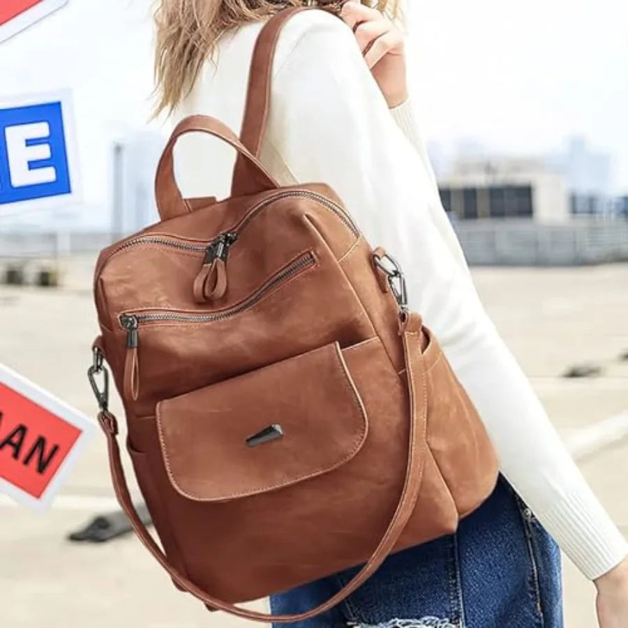 PU Leather Backpack Purse for Women Fashion Multipurpose Design Handbag Ladies Shoulder Bags Travel Backpack