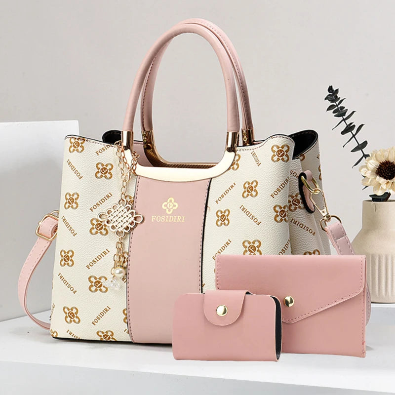 Light Luxury High-End Printed Handbags for Women, 3-Piece Ladies Bag Set, Versatile Women's Bags for Commuting and Daily Leisure