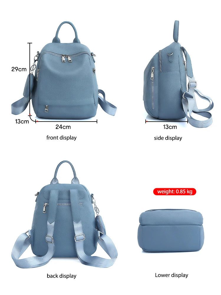 Zency Women's Genuine Leather Backpack High-Quality School Bag Travel Female Shopper Shoulder Satchel Rucksack Commuter