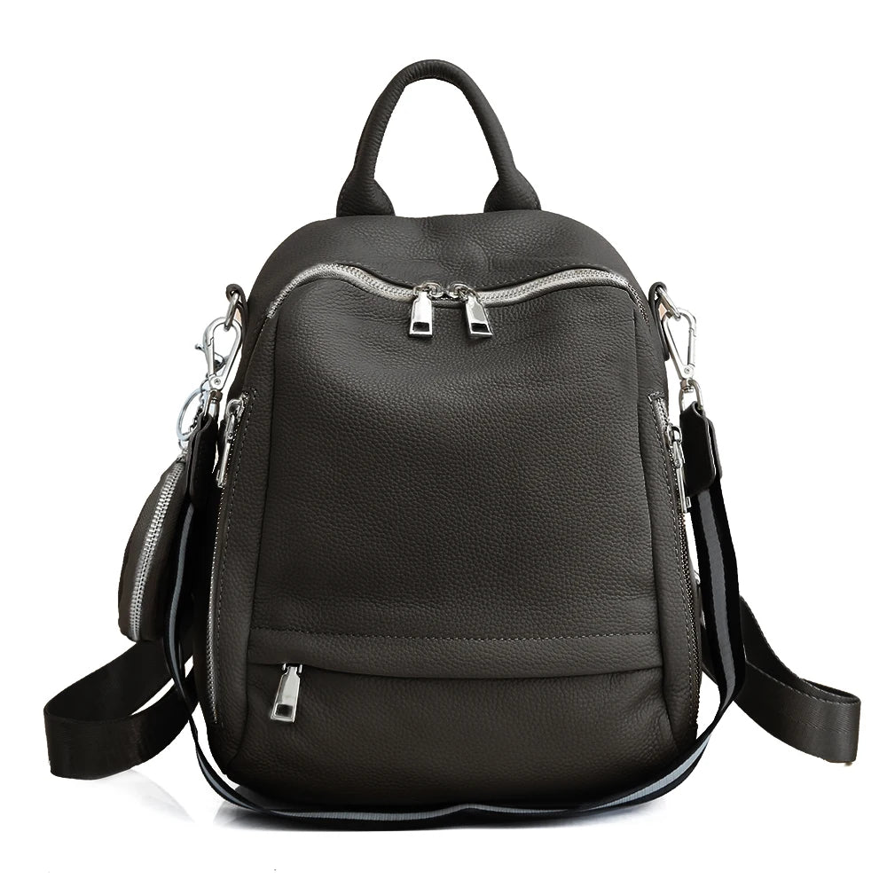 Zency Women's Genuine Leather Backpack High-Quality School Bag Travel Female Shopper Shoulder Satchel Rucksack Commuter