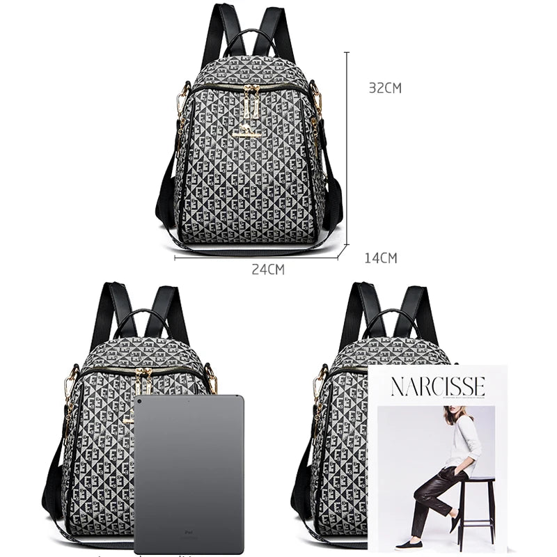 2024 New Fashion Retro Women's Backpack Famous Designer Letter Printed Female Shoulder Bag Large Capacity Student Bags Sac A Dos
