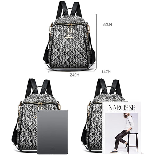2024 New Fashion Retro Women's Backpack Famous Designer Letter Printed Female Shoulder Bag Large Capacity Student Bags Sac A Dos