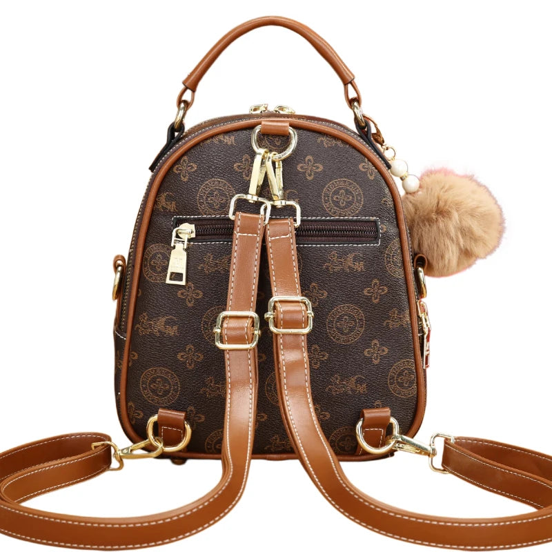 3-piece women's bag set, lightweight luxury printed mini backpack for ladies with four carrying ways: shoulder, crossbody