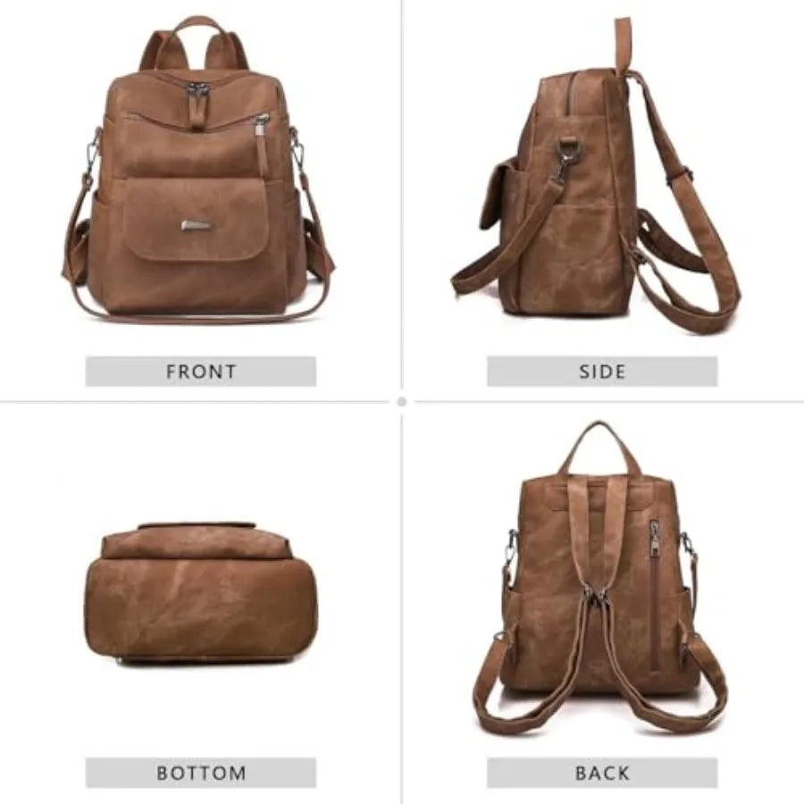 PU Leather Backpack Purse for Women Fashion Multipurpose Design Handbag Ladies Shoulder Bags Travel Backpack
