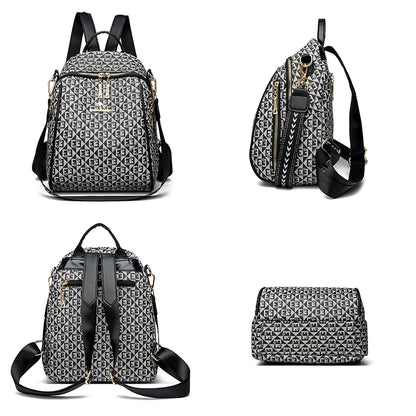 2024 New Fashion Retro Women's Backpack Famous Designer Letter Printed Female Shoulder Bag Large Capacity Student Bags Sac A Dos