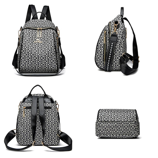 2024 New Fashion Retro Women's Backpack Famous Designer Letter Printed Female Shoulder Bag Large Capacity Student Bags Sac A Dos