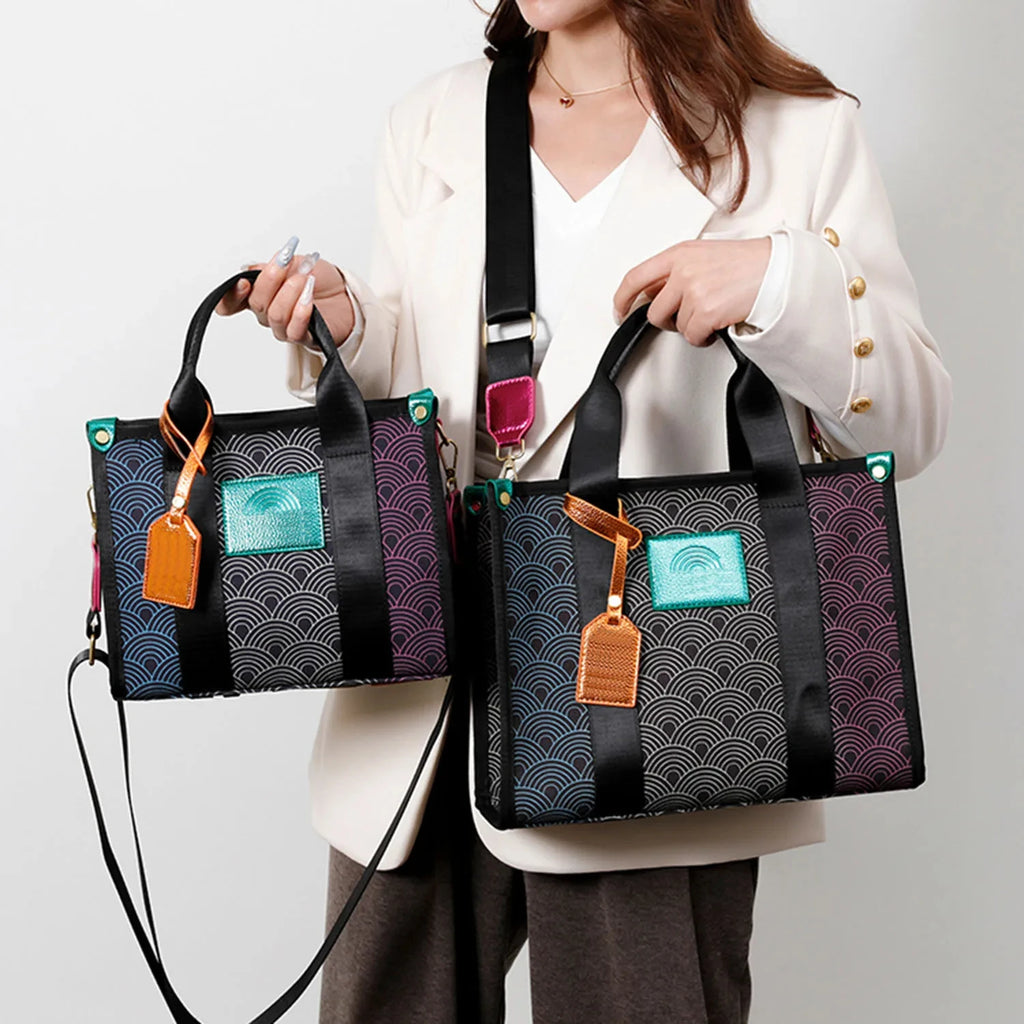 Women's K-G Gradient Stitching Fashion Tote Bag Shoulder Bags Crossbody Bag Ladies CrossBody Handbag Bags Black Small And Large