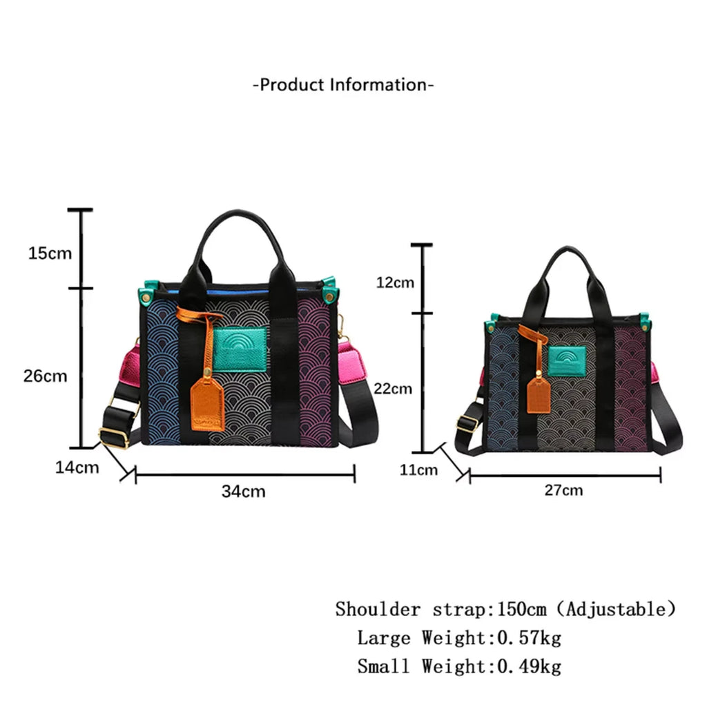 Women's K-G Gradient Stitching Fashion Tote Bag Shoulder Bags Crossbody Bag Ladies CrossBody Handbag Bags Black Small And Large